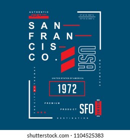 san francisco typography graphic for t shirt urban design and other use, denim vector illustration art