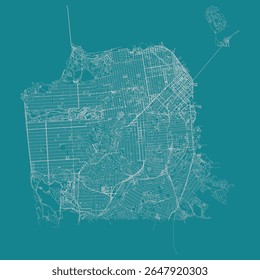Mapa de ruas de São Francisco, Estados Unidos da América,vetor outline illustration image