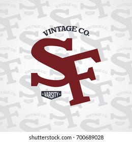 san francisco united states of america varsity badge label emblem stamp