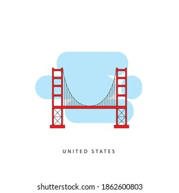 San Francisco United States detailed silhouette. Trendy vector illustration, flat style. Stylish colorful landmarks. The concept for a web banner. Business icon