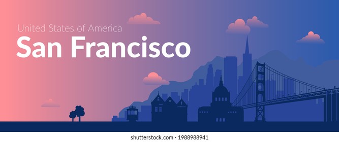 San Francisco, USA famous city scape background.