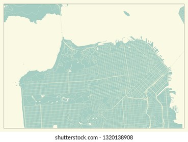 San Francisco USA Map in Retro Style.