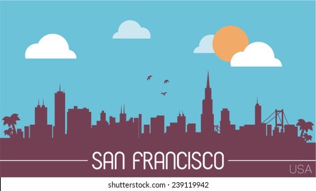 San Francisco USA skyline silhouette flat design vector illustration.