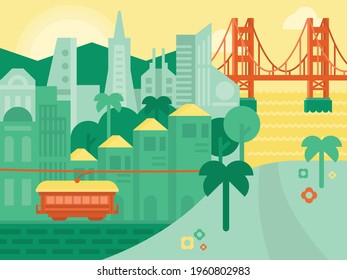 San Francisco Vector Background Illustration