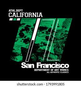 San Francisco,California.Vintage and typography design in vector illustration.clothing,apparel and other uses.Abstract design with the grunge and denim style. Vector print, typography, poster. 