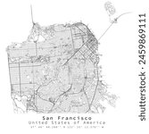 San Francisco,United States of America ,Urban detail Streets Roads Map  ,vector element template image for marketing ,product ,wall art and poster prints.