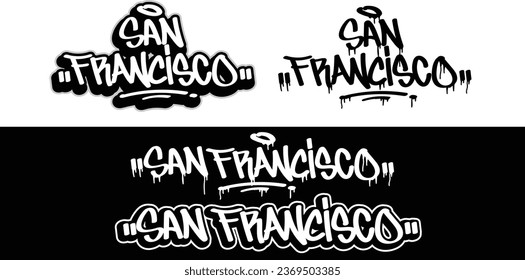 San Fransisco text in graffiti tag font style. Graffiti text vector illustrations.