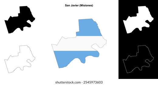 San Javier department (Misiones) outline map set