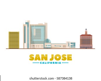 San Jose California  city landmarks isolated object. Main building. Business travel and tourism concept with modern buildings. Image for presentation, banner, web site.