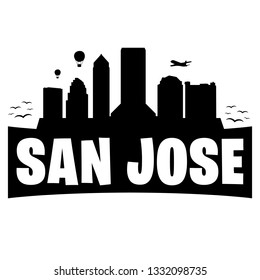 San Jose California. City Skyline. Silhouette Banner City. Design Vector. Famous Monuments.