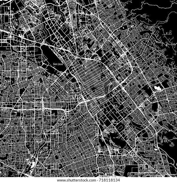 San Jose California Downtown Vector Map Stock Vector (Royalty Free ...