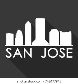 San Jose California Flat Icon Skyline Silhouette Design City Vector Art Famous Buildings