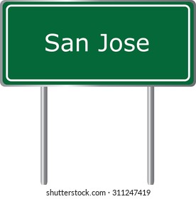 San Jose , California, road sign green vector illustration, road table, USA city