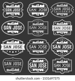 San Jose California Skyline. Premium Quality Stamp Frames. Grunge Design. Icon Art Vector. Old Style Frames.