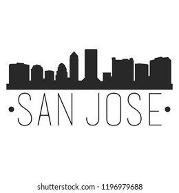 San Jose California Skyline. Silhouette City Design Vector Famous Monuments.