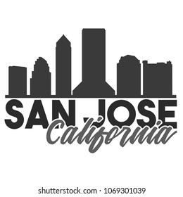 San Jose California Skyline Souvenir Travel Vector Art Design Tourism