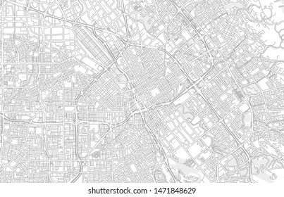 San Jose, California, USA, bright outlined vector map with bigger and minor roads and steets created for infographic backgrounds.