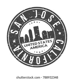 San Jose California USA Stamp. Logo Icon Symbol Design Skyline City Vector.