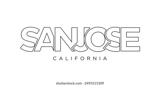 San Jose, California, USA typography slogan design. America logo with graphic city lettering for print and web.