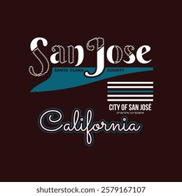 San Jose California,Vintage typography design in vector illustration.Clothing,t shirt,apparel and other uses.Abstract design with the grunge and denim style. Vector print, typography, poster.