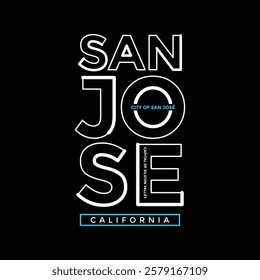 San Jose California,Vintage typography design in vector illustration.Clothing,t shirt,apparel and other uses.Abstract design with the grunge and denim style. Vector print, typography, poster.