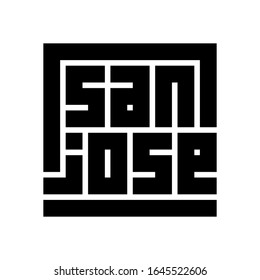San Jose Calligraphy Logo in black color and block code style