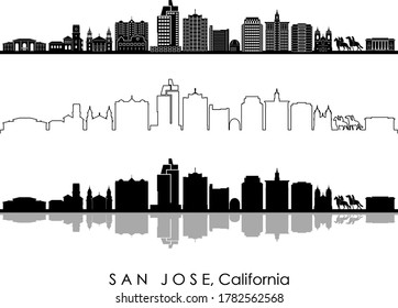 SAN JOSE City California Skyline Silhouette Cityscape Vector