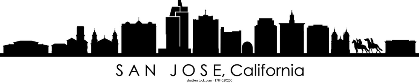 SAN JOSE City California Skyline Silhouette Cityscape Vector