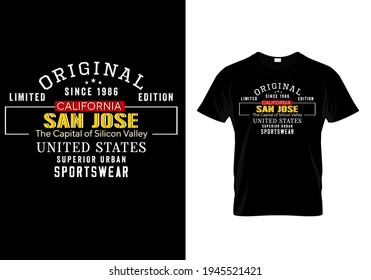 San Jose City, California. vintage urban stylish typography t-shirt and apparel design. vector illustration print design for college and university.