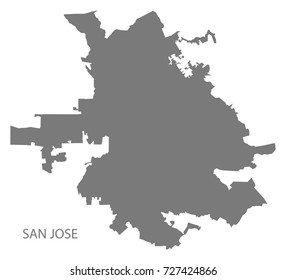 San Jose city map grey illustration silhouette shape