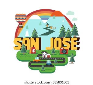 San Jose In Colourful Poster Design.