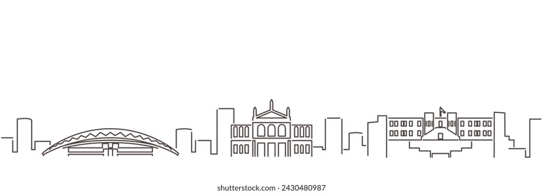 San Jose Costa Rica Dark Line Simple Minimalist Skyline With White Background