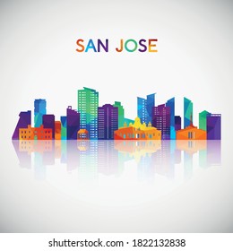 San José, silueta de perfil de Costa Rica en un colorido estilo geométrico. Símbolo de tu diseño. Ilustración vectorial.