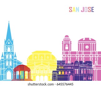 San Jose CR skyline pop in editable vector file