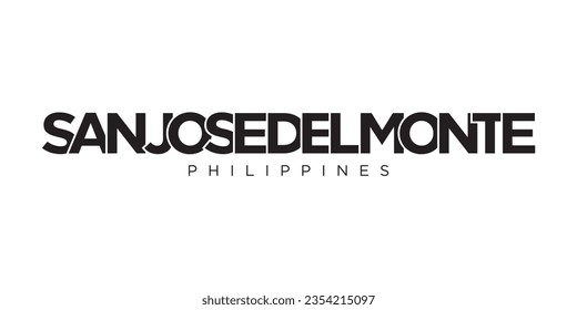 San Jose del Monte in the Philippines emblem for print and web. Design features geometric style, vector illustration with bold typography in modern font. 