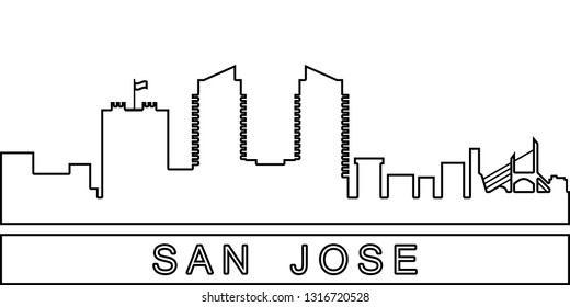 San Jose detailed skyline icon. Element of Cities for mobile concept and web apps icon. Thin line icon for website design and development, app development