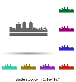 Icône de San jose en ligne d'horizon détaillée multicolore. Glyphe simple, image vectorielle à plat de villes icônes pour ui et ux, site web ou application mobile