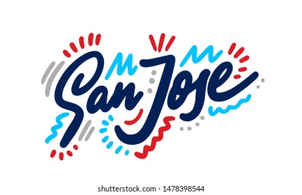 San Jose handwritten city name.Modern Calligraphy Hand Lettering for Printing,background ,logo, for posters, invitations, cards, etc. Typography vector.