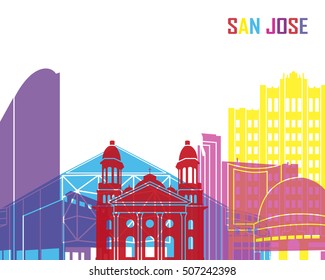 San Jose skyline pop in editable vector file