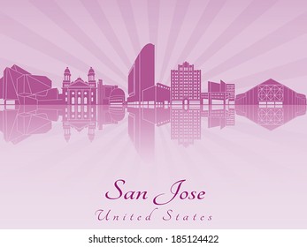San Jose skyline in purple radiant orchid in editable vector file