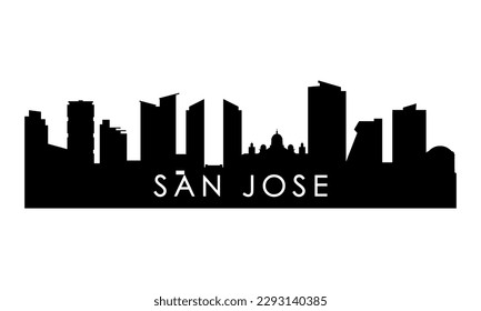 Silueta de perfil de San José. Diseño de la ciudad negra de San José, Costa Rica, aislado de fondo blanco. 