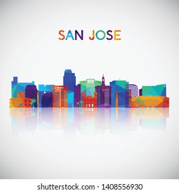 San Jose skyline silhouette in colorful geometric style. Symbol for your design. Vector illustration.