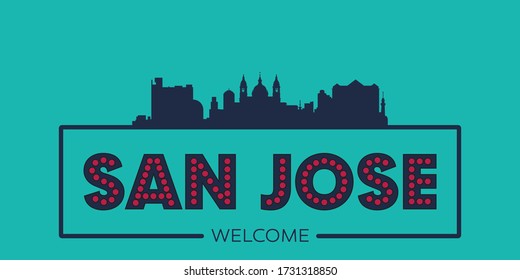 San Jose skyline silhouette flat design typographic vector illustration.