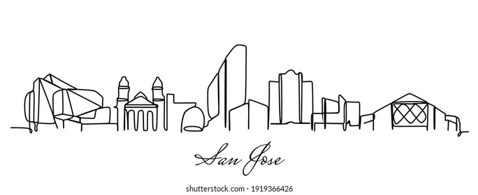 San Jose of the USA skyline - continuous one line drawing