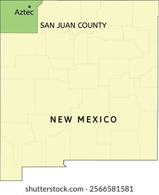 San Juan County and city of Aztec location on New Mexico state map