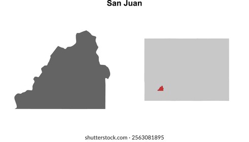 San Juan County (Colorado) blank outline map set