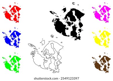 Condado de San Juan, Estado de Washington (condado dos EUA, Estados Unidos da América, EUA, EUA) mapa ilustração vetorial, esboço rabiscar mapa de San Juan