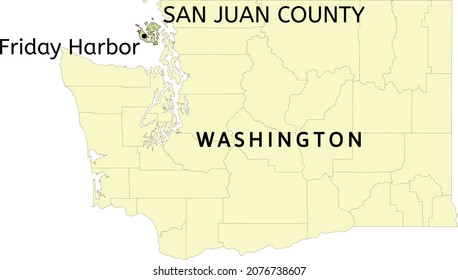 San Juan County And Town Of Friday Harbor Location On Washington State Map