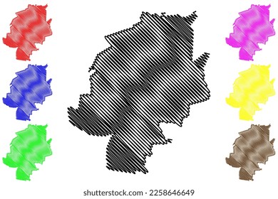 San Juan del Rio municipality (Estado Libre y Soberano de Durango, Mexico, United Mexican States) map vector illustration, scribble sketch San Juan del Río map