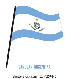 San Juan Flag Waving Vector Illustration on White Background. Flag of Argentina Provinces.